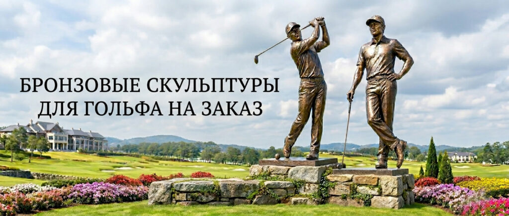Крупная бронзовая скульптура гольфиста на заказ